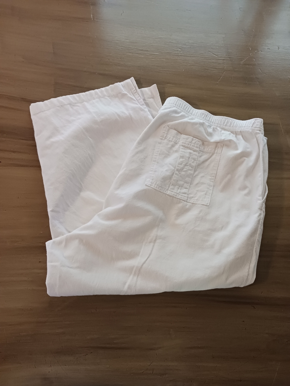 Cotton Capris White Womens XL Side/back Pockets Elastic Waist Coastal Light
